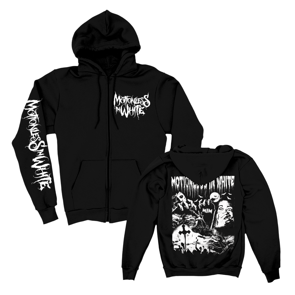 Throwback Horror Zip Up Hoodie Black