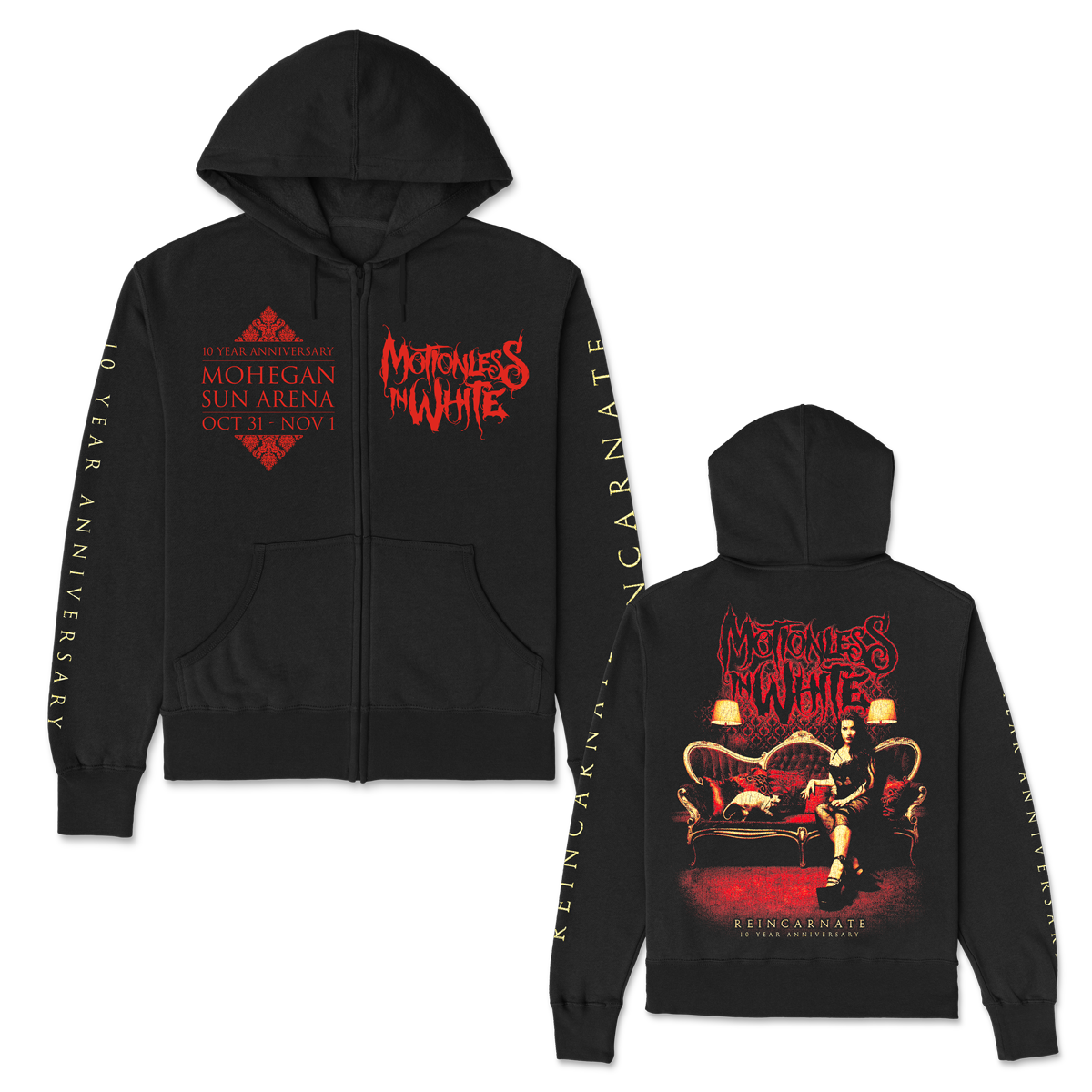 Reincarnate 10 Year Apocalypse Fest Zip Up Hoodie (Black)