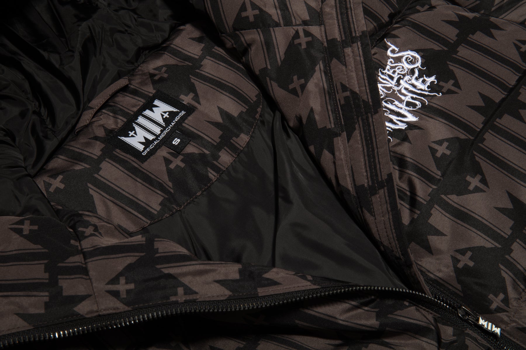 Logo Pattern Down Puffer Jacket (Black) – Motionless In White