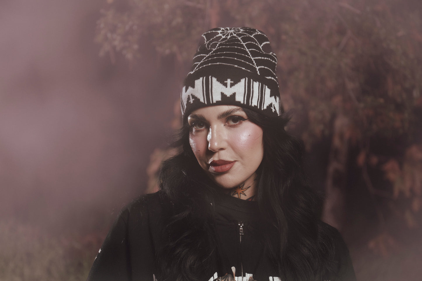 Spiderweb Knit Beanie (Black)