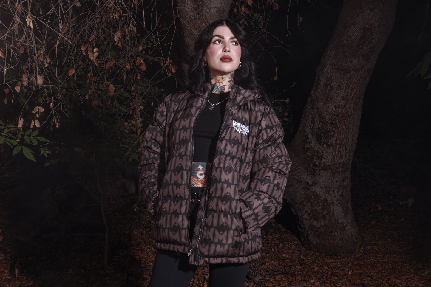 Logo Pattern Down Puffer Jacket (Black)