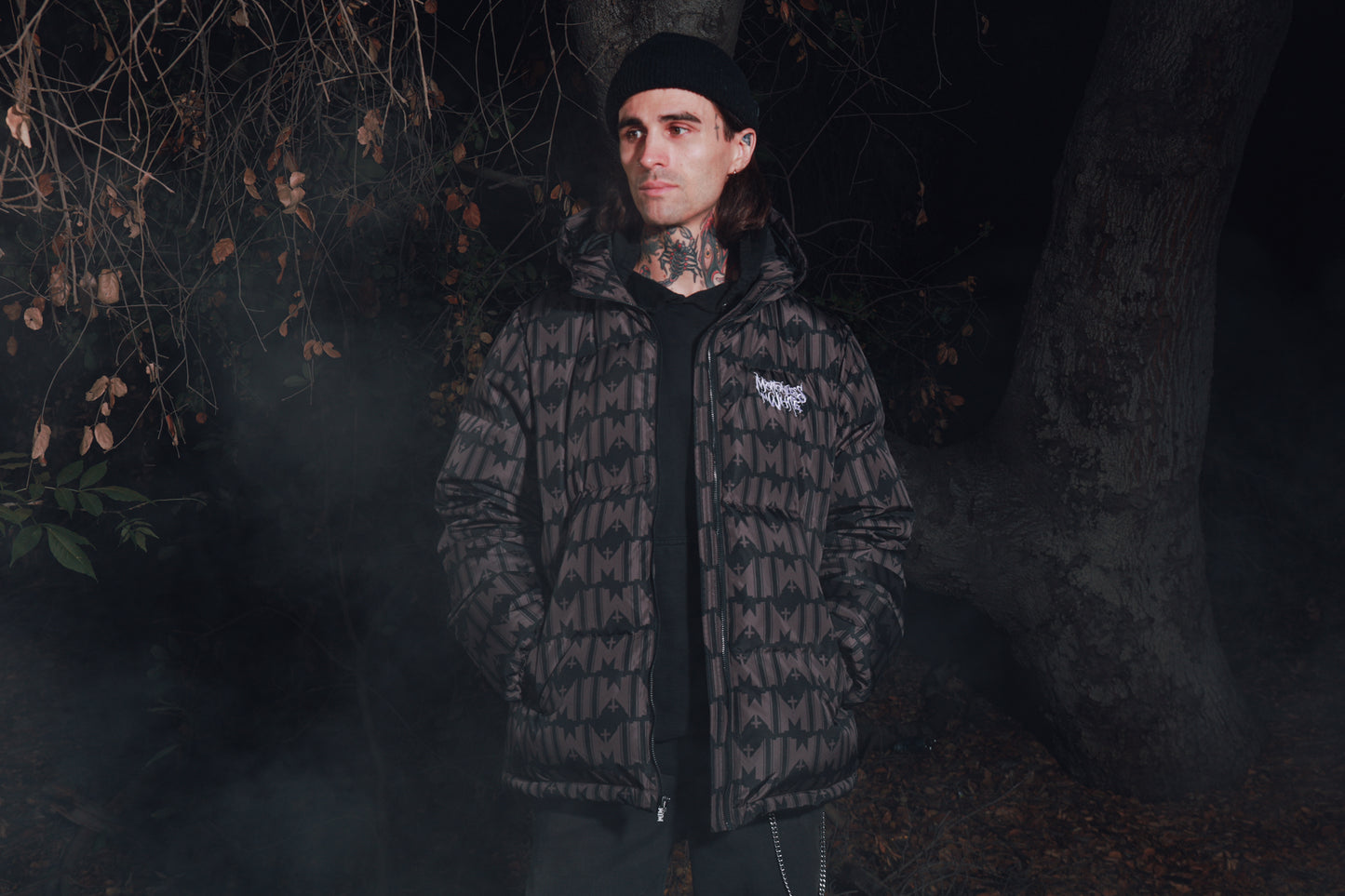 Logo Pattern Down Puffer Jacket (Black)