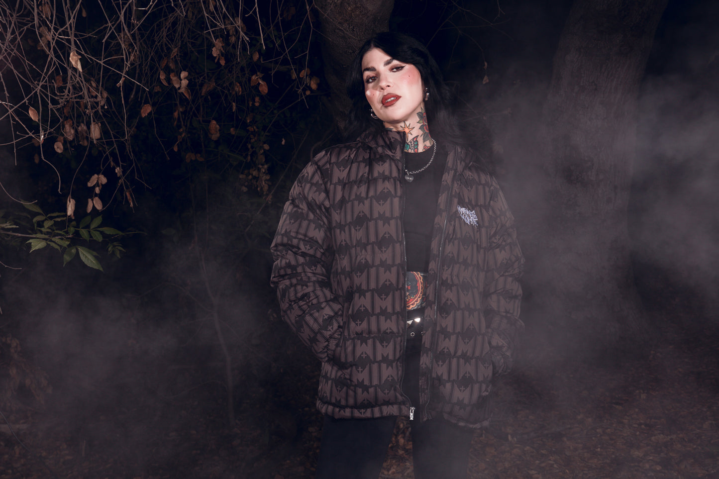 Logo Pattern Down Puffer Jacket (Black)